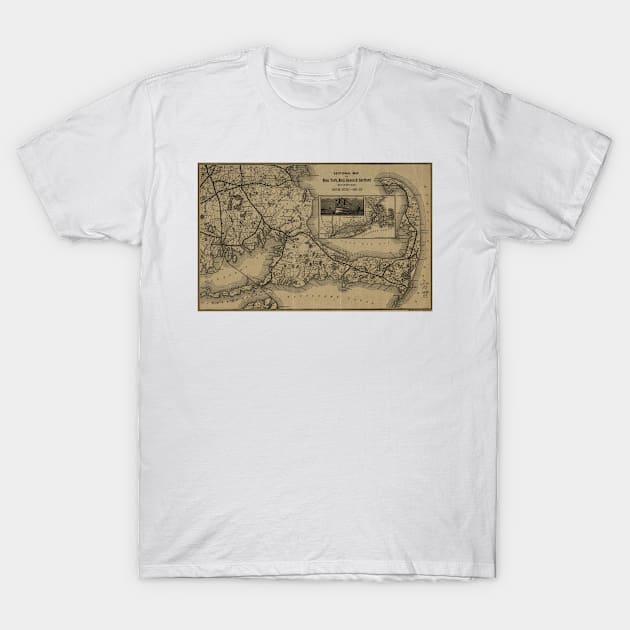 Vintage Cape Cod Railroad Map (1893) T-Shirt by Bravuramedia